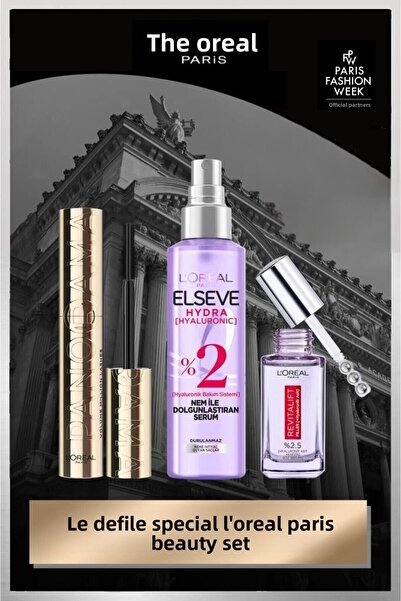 L'Oreal Paris مجموعة ماسكارا بانوراما وسيروم إلسيف هيدرا ومصل العين ريفيتاليف...
