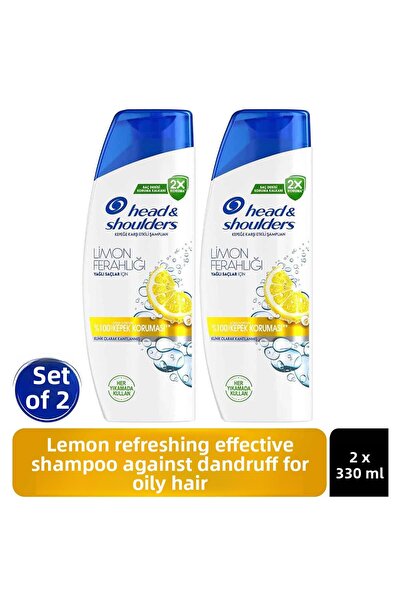 Head & Shoulders شامبو ليمون منعش مضاد للقشرة للاستخدام اليومي للشعر الدهني 3...