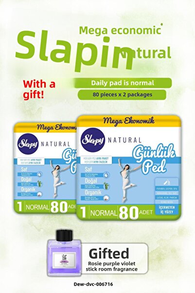 Sleepy فوط صحية طبيعية يومية عادية 80 قطعة × 2 وعطر غرفة روزي