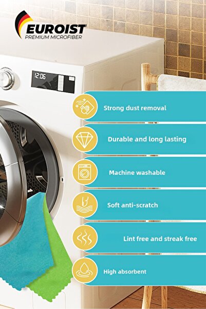 euroist Microfiber Cleaning Cloth 30X30 Cm, 180 Gsm Kitchen and General Cleaning Cloth (4 Pcs)