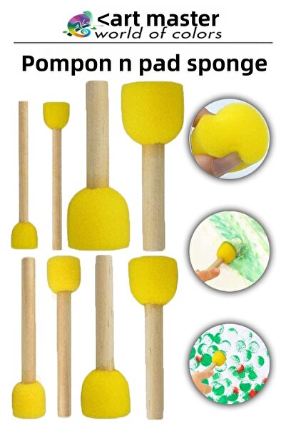 Artmaster Set de perii cu burete Ponpon Tampon 8 bucăți 1 pachet Burete Tampo...