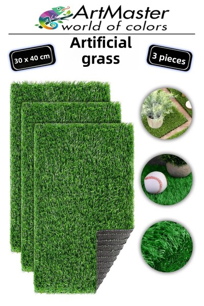 Artmaster Artificial Grass 30X40 cm 3 Pieces A3 Size Decorative Model Grass A...