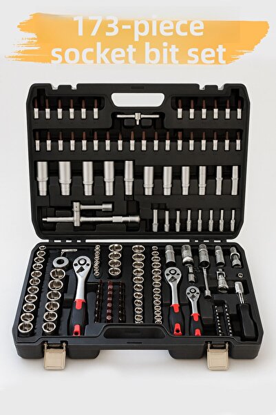 Badem10 Socket Wrench Set 173 Pieces Professional Multi-Purpose Hand Tool Set 1/2 3/8 1/4 6 Corner Cr-V Steel