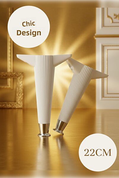 MH MiniHediye Furniture Sofa Seat Tv Unit Leg 22 cm Console Legs (White-Chrome)