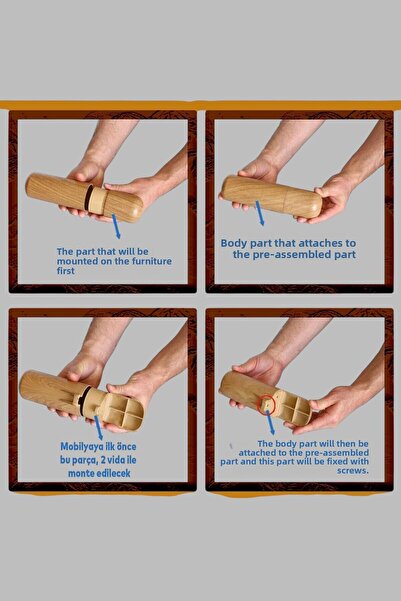 MH MiniHediye Capsule Bohemian (Premium) Furniture Sofa Tv Unit Armchair Leg Base Feet Wooden Patterned 15 cm 4 Pieces