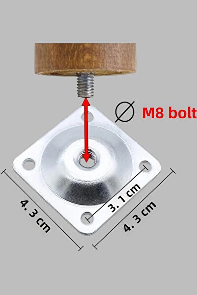 MH MiniHediye Baza de mobilier Fotoliu Picior Zigon Aparatură de conectare metalică Bază picioare plate cu șurub M8 (1 buc)