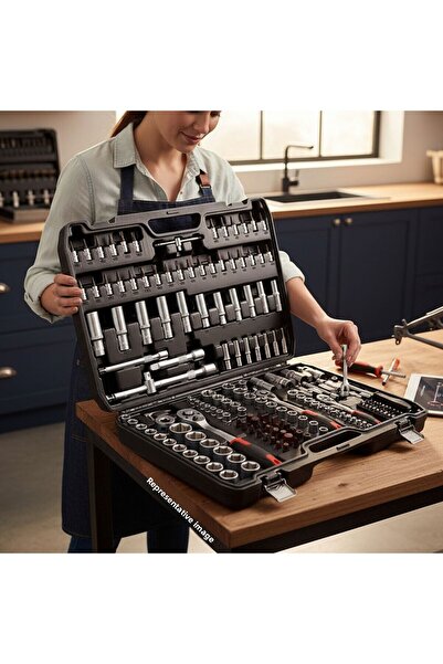 Badem10 Socket Wrench Set 173 Pieces Professional Multi-Purpose Hand Tool Set 1/2 3/8 1/4 6 Corner Cr-V Steel