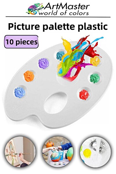 Artmaster Paleta de pictură 10 bucăți Paleta de pictură din plastic Paleta de...