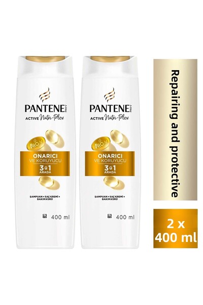 Pantene Repairing & Protective 3 in 1 Shampoo 400ml Damaged Hair X 2 Pieces