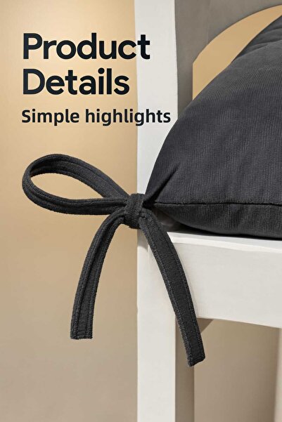 Mutfakta Moda Chair Cushion / Gray Color Spring Series / Baby Face 6-Piece Chair Cushion