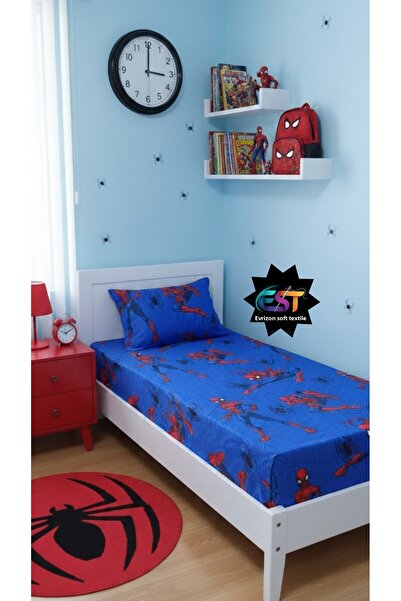 EVRİZON Set de cearșafuri din bumbac Ranforce pentru o persoană Spiderman
