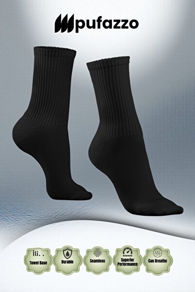 PUFAZZO Unisex Tennis Sports Socks Set of 5 - Natural Cotton, Seamless, Towel Sole, Tennis, College Socket Socks