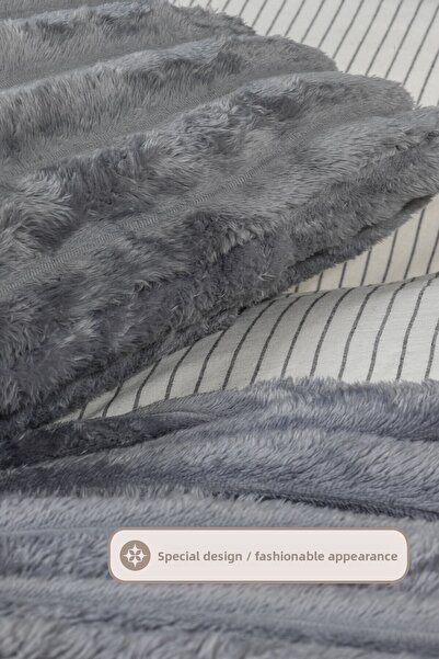 Elart Mateo Blanket Set Double Size Wellsoft 3 Pieces (230X250 cm) Anthracite