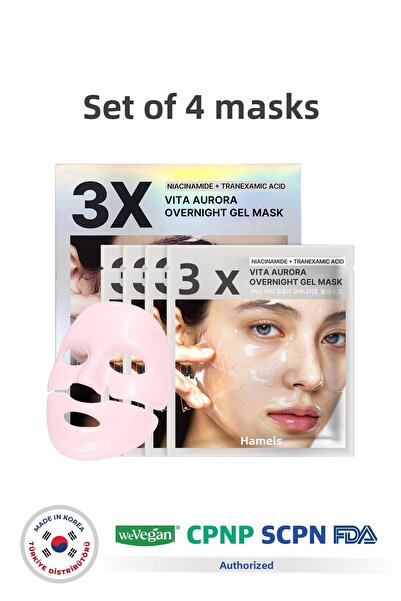 HAMEL قناع فيتا أورورا الليلي 3X للإصلاح المكثف بالكولاجين، قناع جل ليلي، 4 قطع