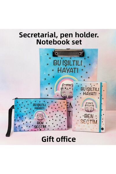hediyeofisi I Chose This Sparkling Life Designed Stationery Set