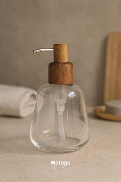 Mottogo Acacia Lid Glass Liquid Soap Dispenser – 500 ml