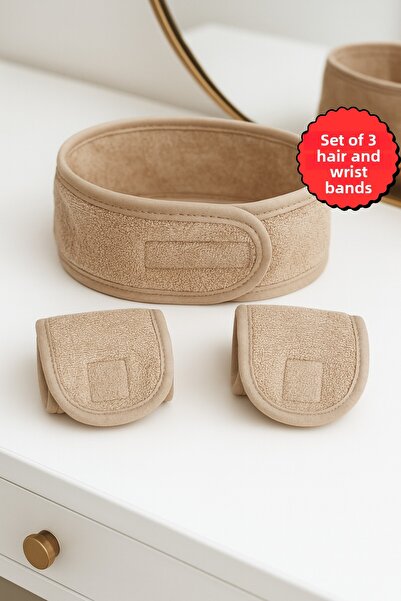 Mokita Home Set of 3: 2 Water Absorbent Towels, Wrist, Face Washing Arm Bands, Sports Bands & 1 Hair Band Set