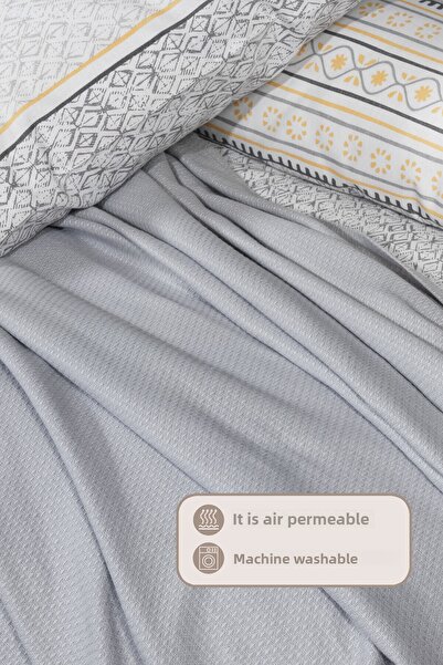 Elart Liya Duvet Cover Set Double Size Cotton 5 Pieces (200X220 cm) Gray