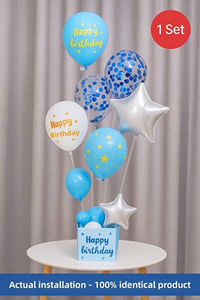 TOYFEST Blue Birthday Balloon Box – Happy Birthday Concept Party Decorations ...