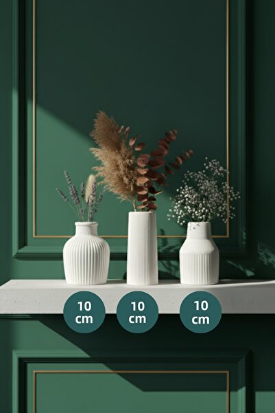 muffag 10 cm - Set of 3 Minimal Handmade Plaster Vases - May Have Air Bubbles and Minor Imperfections