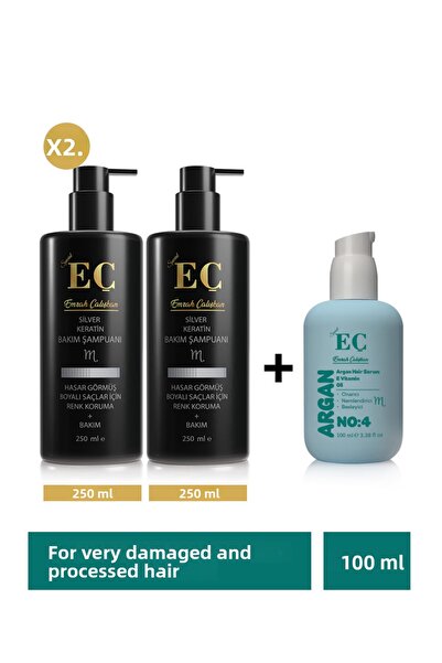 emrah çalışkan Eç Silver Shampoo - 2 Pieces, Eç Repair Hair Serumi - 1 Piece