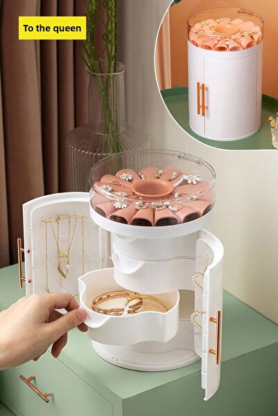 EZERE Organizator pentru bijuterii, cutie de depozitare pentru bijuterii, alb