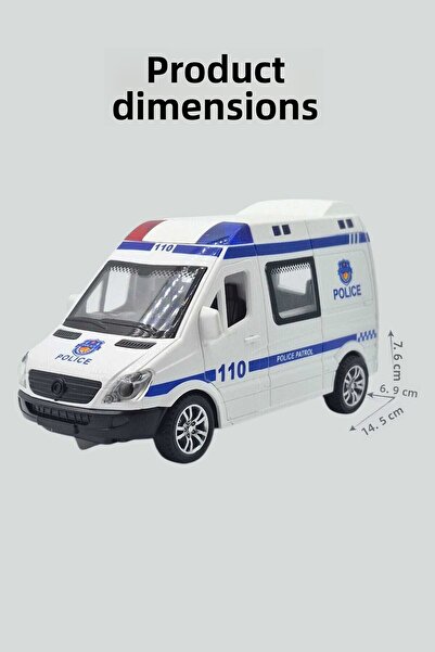 Fidan oyuncak Light and Sound Toy Police Minibus – Opening Doors, Headlights, Interior Ambiance Light