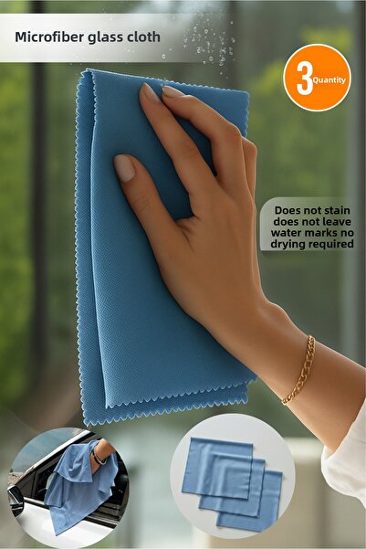 Orvila 3-Pack Blue Microfiber Glass Cloth General Cleaning Cloth Sensitive Surface Cleaning Cloth 50X70 cm