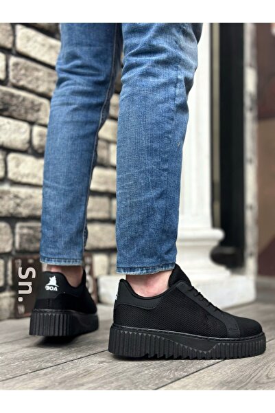 BOA BA0803 BOA Πλεκτά Μαύρα Ανδρικά Παπούτσια Μαύρα