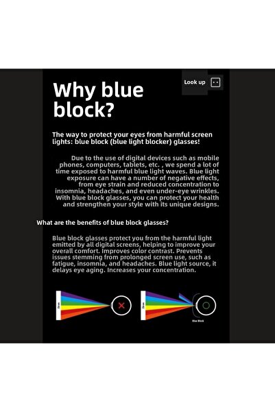 LOOKUP Square Frame Blue Light Protective Unisex Glasses Blue Block