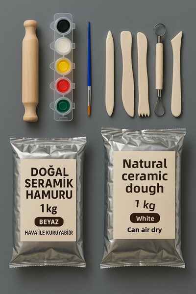 DSH Doğal Seramik Hamuru 2-Piece Ceramic Starter Set 7- 5-Piece Wooden Flower...