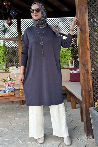 Rabia Şamlı Anthracite Dora Knitwear Tunic