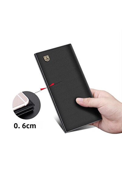 Laorentou Genuine Leather-long Men's Wallet Card Holder Black