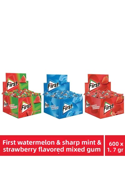 First Sharp Mint & Strawberry & Watermelon Flavored Single Chewing Gum 1.7 Gr - 600 Pieces