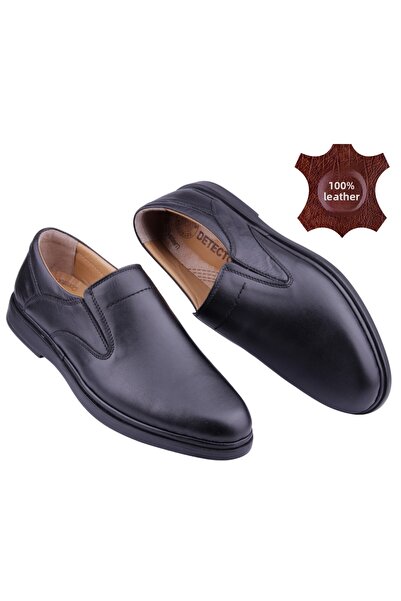 DETECTOR Men's Black Inner Outer Genuine Leather Orthopedic Casual Shoes Brm326