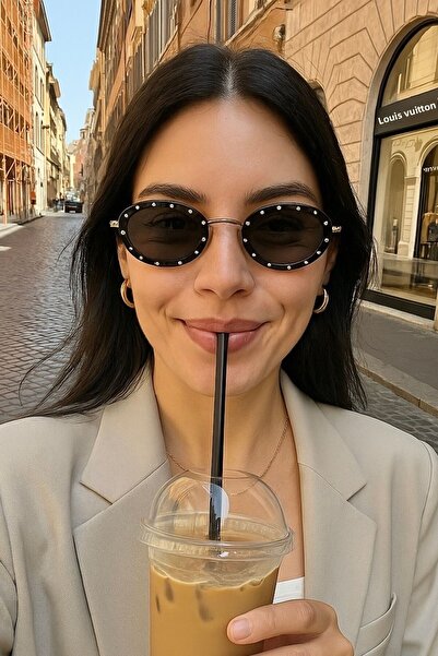 REN EYEWEAR كارلوت ستون بيضاوي أسود نظارة شمسية 2024 موديل Uv400 تصميم نسائي ...