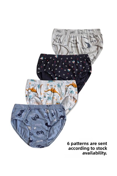 GizaKids Set de 6 chiloți pentru băieți din bumbac 95%.