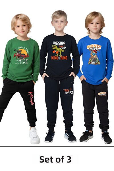 FYK KİDS Σετ Πιτζάμες με Στρογγυλό Γιακά 3 τεμαχίων για αγόρι