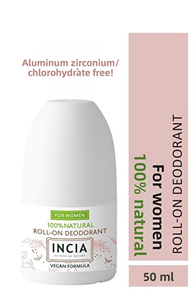 Incia 100% Natural Roll On Αποσμητικό για Γυναικεία Κατά της Οσμής Ιδρώτα χωρίς λεκέδες 50 ml