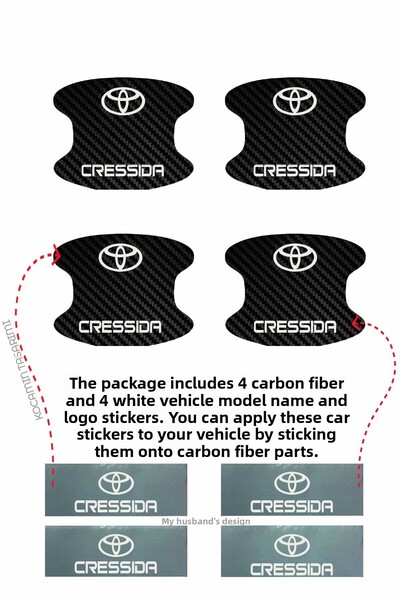 Kocamın Tasarımı Stylish Carbon Pattern Foil Guard Set for Toyota Cressida - Anti Scratch for Door Handles