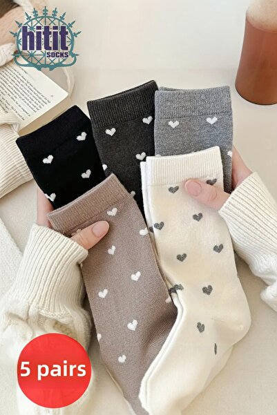 Hitit Socks Női 5 pár prémium minőségű szíves teniszzokni, több színben
