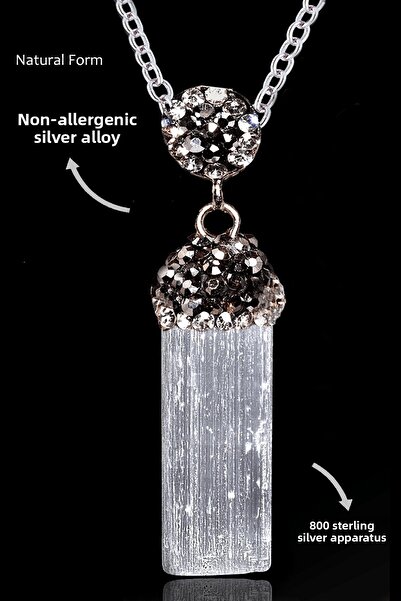 Erilsa قلادة من حجر السيلينيت الخام غير المعالج بحجر الزركون المعتمد