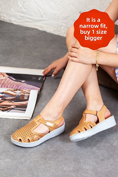 Adım Adım Women's Genuine Leather Closed-Front Orthopedic Sandals