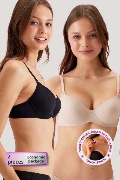 Pierre Cardin 2-Pack Economic Black-Tan 6316 Lens Underwire Unassisted Cotton...