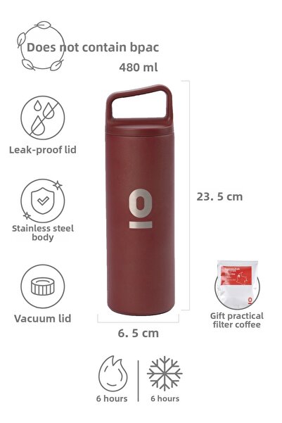Espressolab Claret Red Thermos with Stainless Steel Holder 480 ml No:51