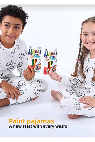 bunny hopp Set de pijamale unisex care se poate picta 100% bumbac + 6 pixuri lavabile cu vârf de pâslă ca cadou