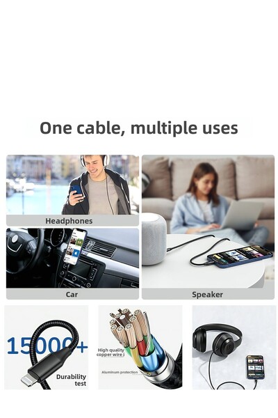 woyax Deji Type C IPhone Lightning - 3.5mm Aux Audio Cable 1.2m Stereo Supported