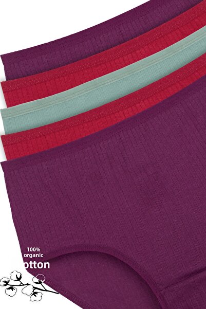 Humaone Chiloți pentru femei, 100% bumbac, 5 piese, talie înaltă, Bt2-b5