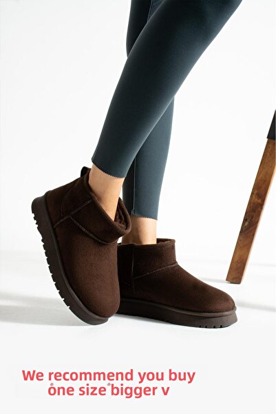 PAPUÇKA PP Γυναικεία μισά μποτάκια με λεπτή σόλα από σουέτ με επένδυση από γούνα