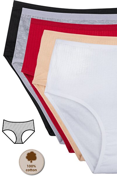 Humaone Γυναικείο ψηλόμεσο εσώρουχο 100% βαμβάκι 5 συσκευασιών Bt2-b1